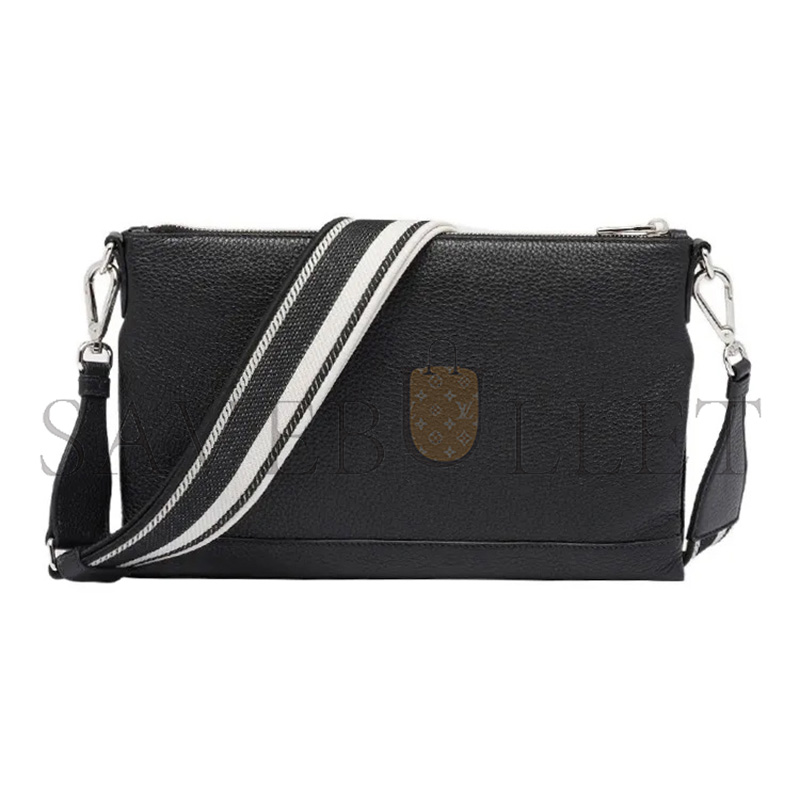 pra*a monoCh*0me logo zip closure leather crossbody shoulder bag 1bh050 (30*19.5cm)